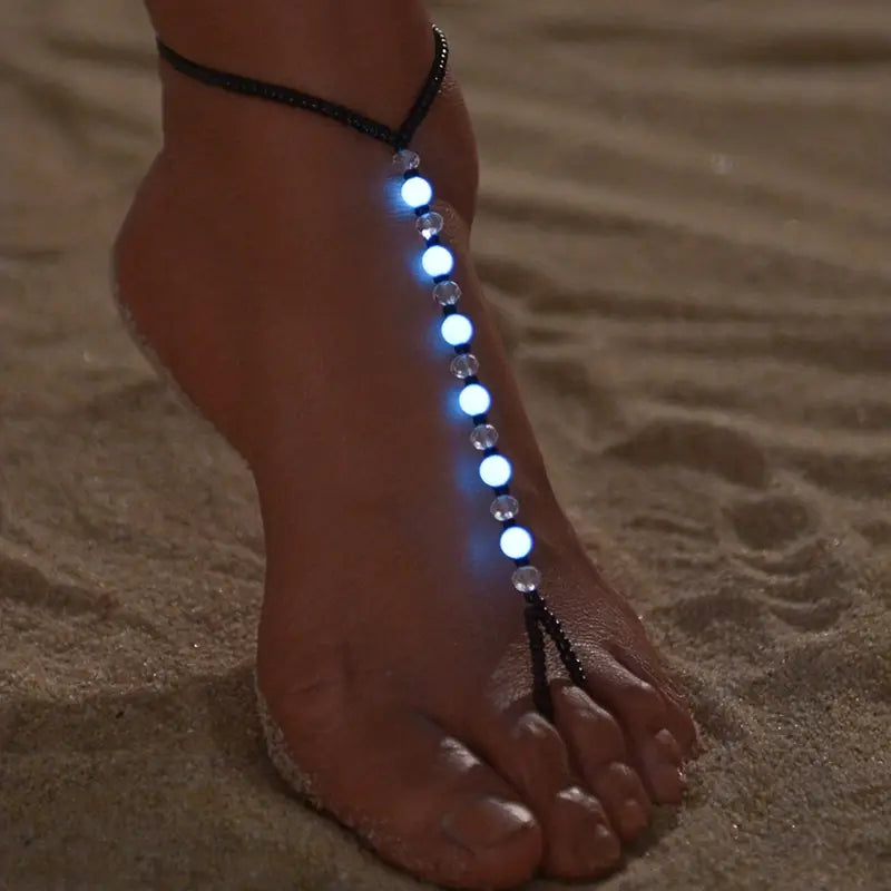 Luminous Acrylic Beads Toe Ring Anklet / Bracelet Beach Sandal Charm